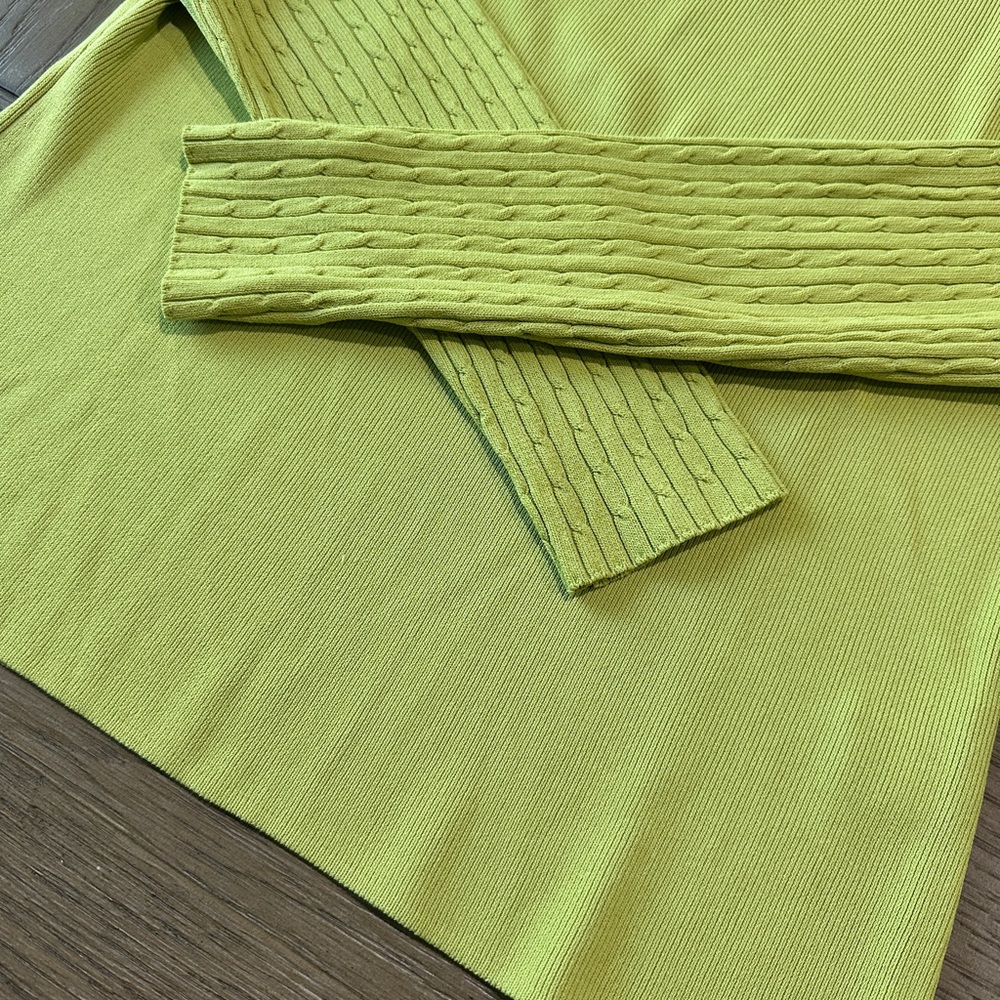 Venini Cable Knit Turtleneck Sweater Size Large Light Green - Picture 3 of 8
